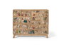 GINER Y COLOMER - Commode en bois de manguier naturel, 13 tiroirs et 1 porte avec décors d'animaux en relief peints à la main, pattes robustes
